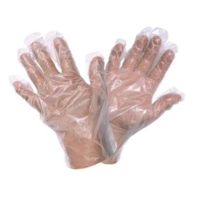 V. Fóliakesztyű L-es PE tömbösített 100db/csom